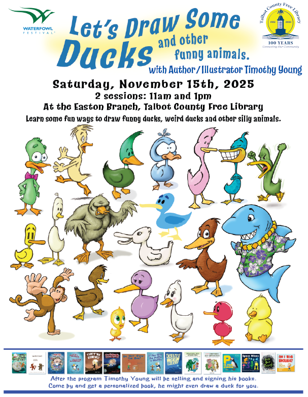 A poster showing cartoon ducks and animals 